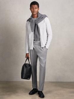 Reiss Roberto Zip Front Cardigan - view 2, Soft Grey