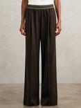Reiss Petite Camelia Wide Leg Trousers, Chocolate Brown