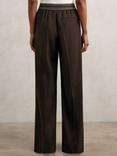 Reiss Petite Camelia Wide Leg Trousers, Chocolate Brown