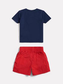 New Balance Kids' Contrast Athletic T-Shirt and Shorts Set, Navy/Red - view 2, Navy/Red