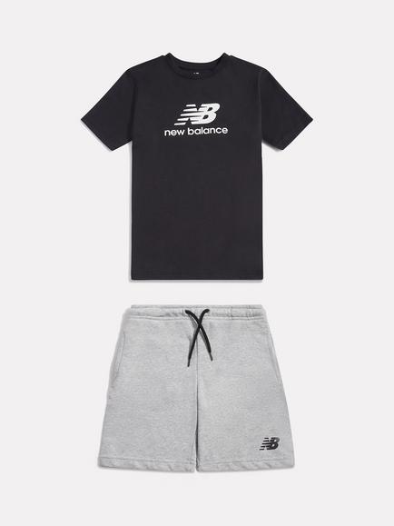 New Balance Kids' T-Shirt and Shorts Set, Caviar/Grey, Caviar/Grey