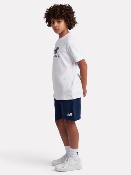 New Balance Kids' Stacked Logo T-Shirt and Shorts Set, Bright White/Navy - view 2, Bright White/Navy