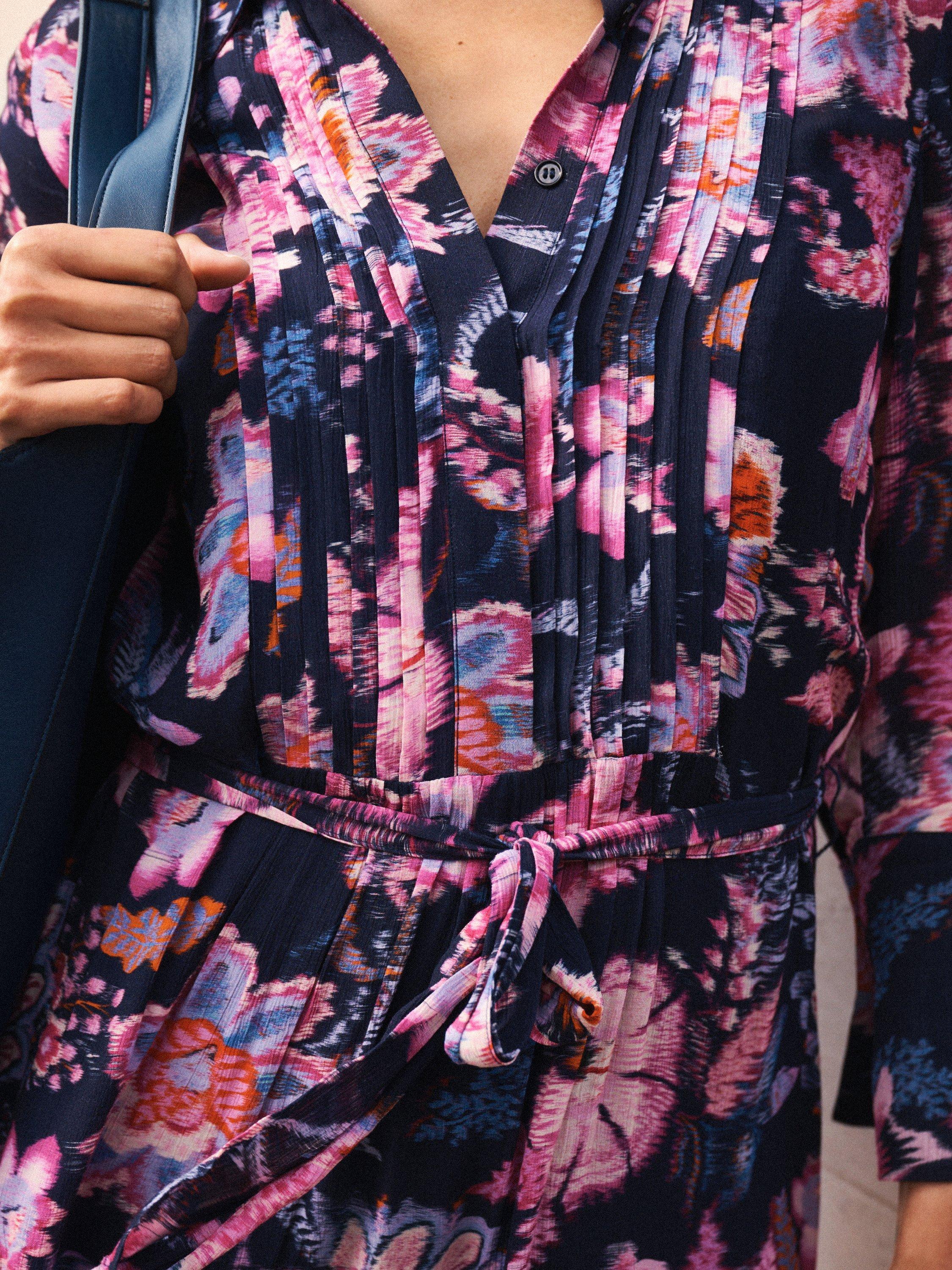 Product image 3 of 8, which shows NRBY Beth Paisley Block Print Dress, Navy/Multi, XS