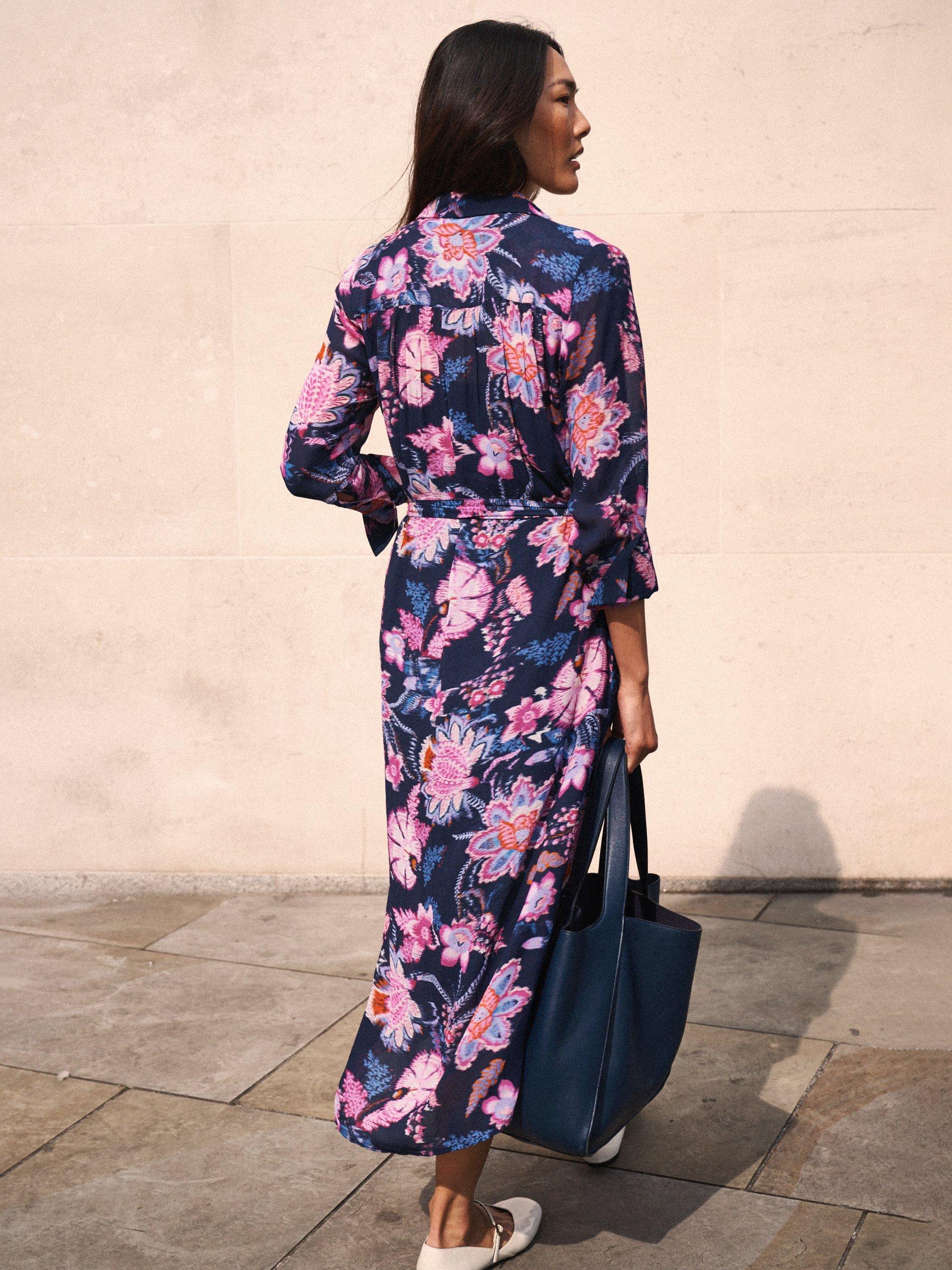 Product image 8 of 8, which shows NRBY Beth Paisley Block Print Dress, Navy/Multi, XS