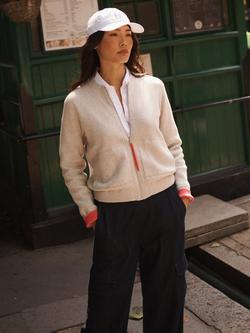 NRBY Bailey Knitted Bomber Jacket, Silver Grey/Pink, Silver Grey/Pink