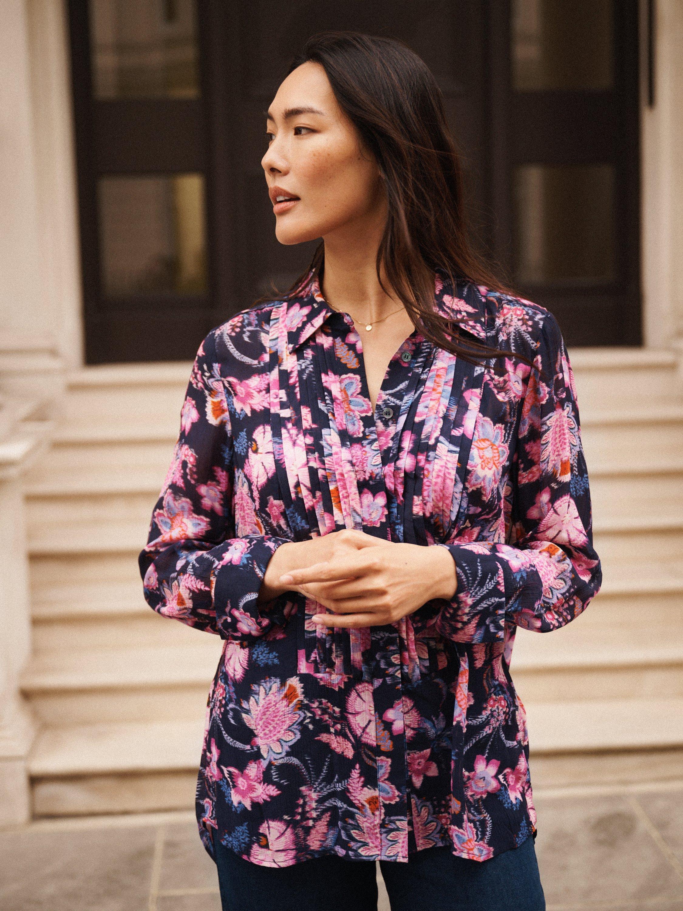 Product image 1 of 8, which shows NRBY Sybil Blurred Block Shirt Dress, Multi, XS