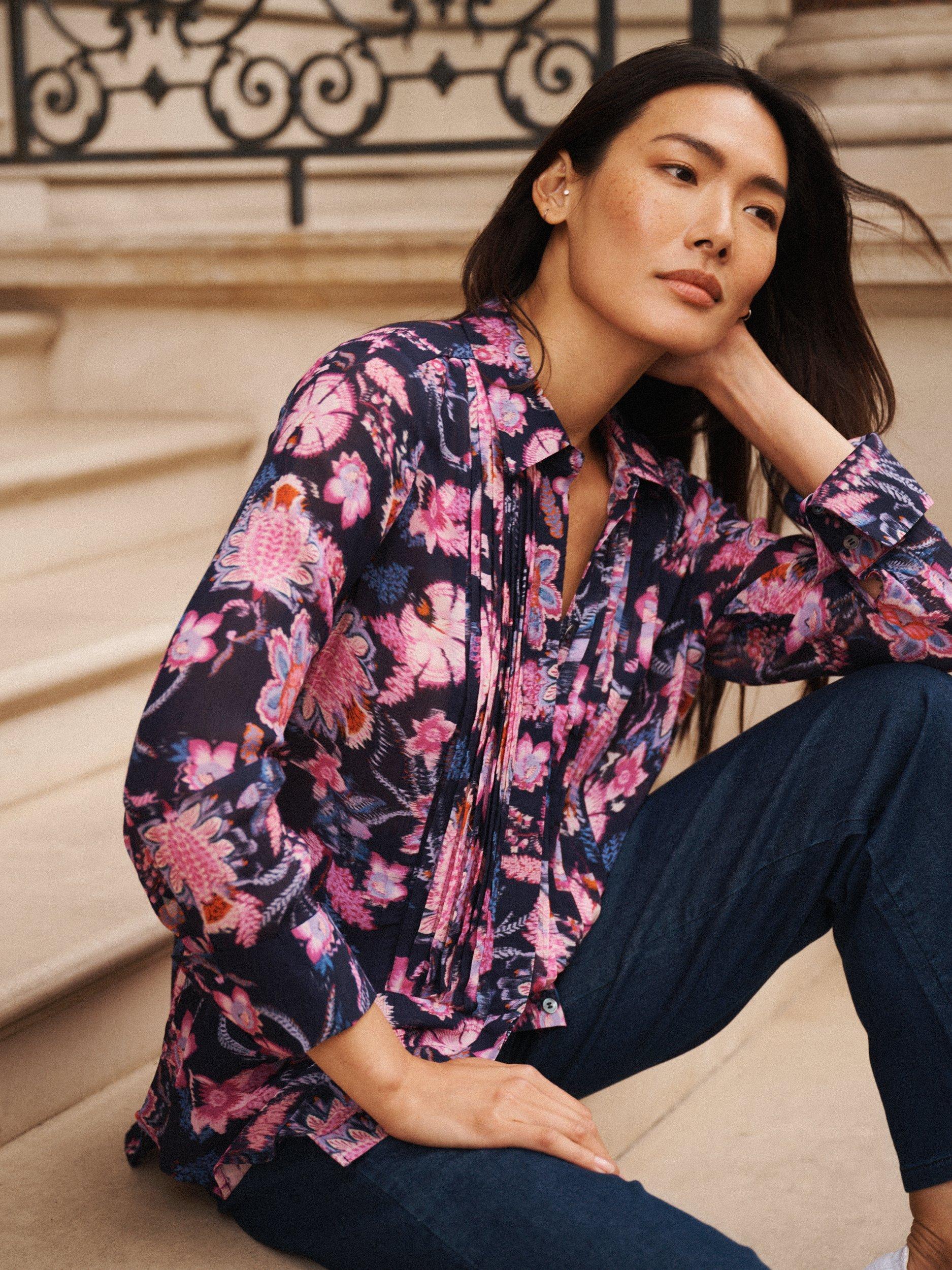 Product image 4 of 8, which shows NRBY Sybil Blurred Block Shirt Dress, Multi, XS