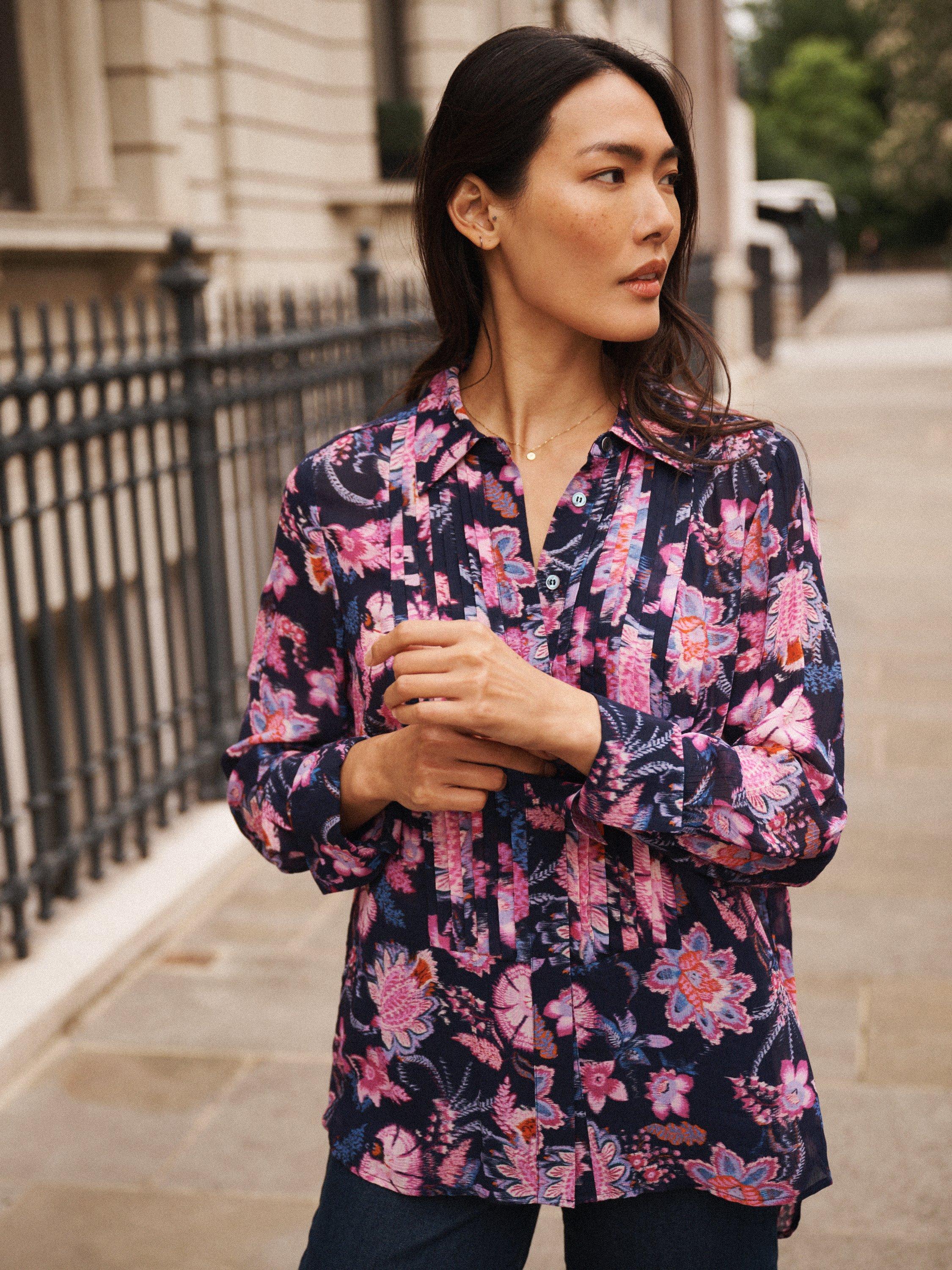 Product image 7 of 8, which shows NRBY Sybil Blurred Block Shirt Dress, Multi, XS