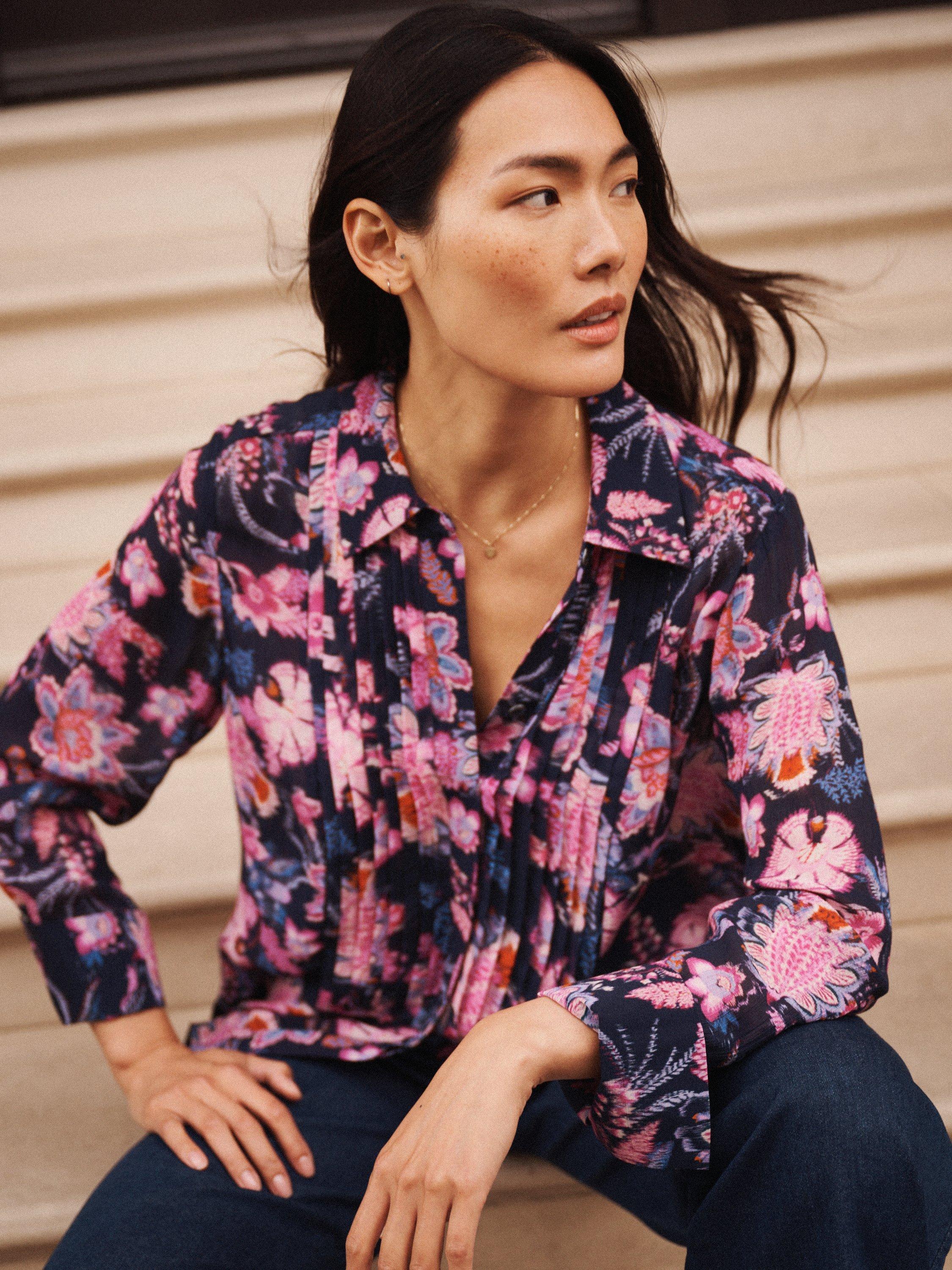 Product image 8 of 8, which shows NRBY Sybil Blurred Block Shirt Dress, Multi, XS