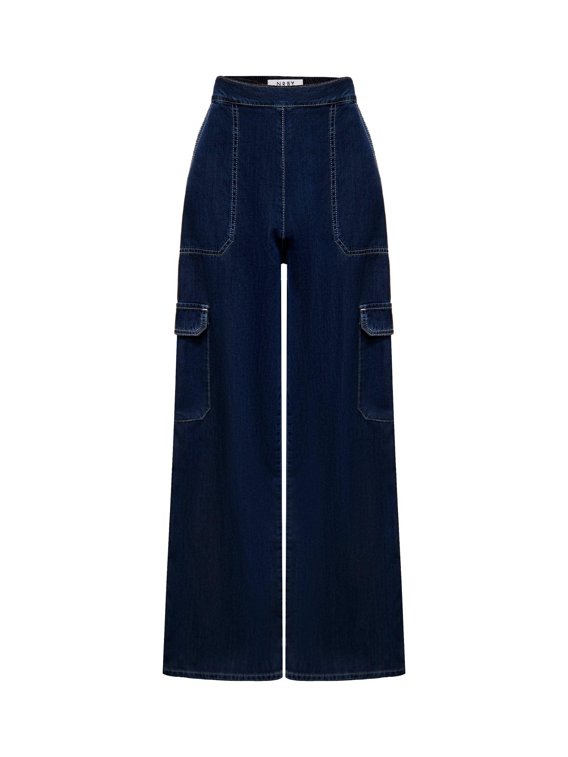 Product image 4 of 4, which shows NRBY Camilla Cargo Trousers, Ink Blue, 8