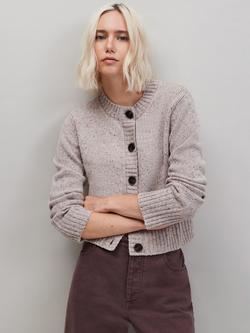 Ro&Zo Speckle Donegal Wool Rich Cardigan, Natural - view 2, Natural