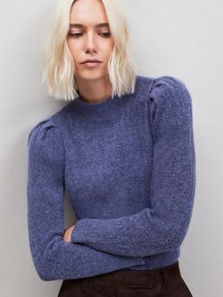 Ro&Zo High Neck Pointelle Knit Jumper, Blue