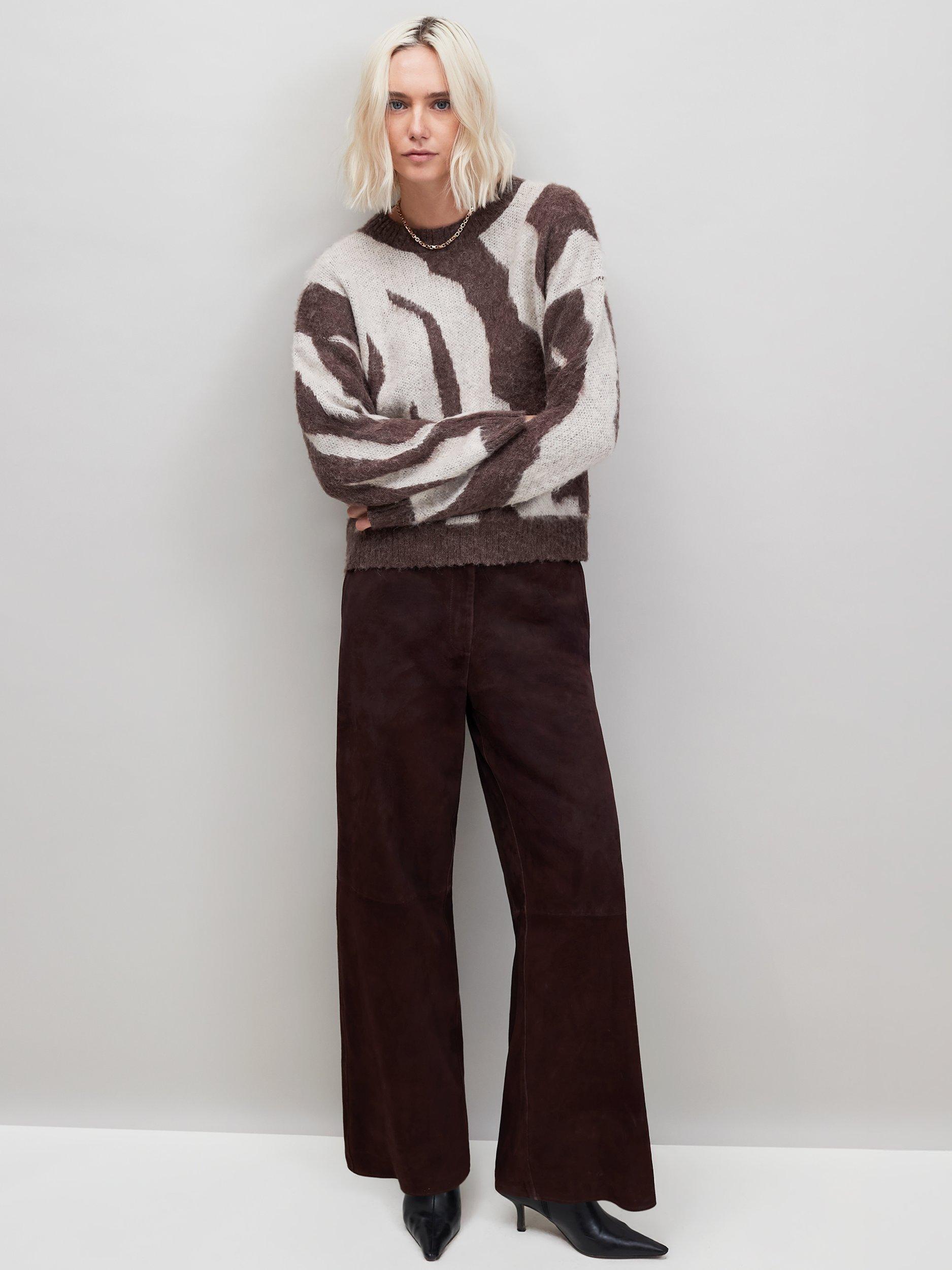 Product image 1 of 2, which shows Ro&Zo Zebra Brushed Knit Jumper, Brown, XS
