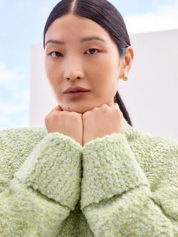 Ro&Zo Boucle Deep Cuff Jumper, Green - view 2, Green