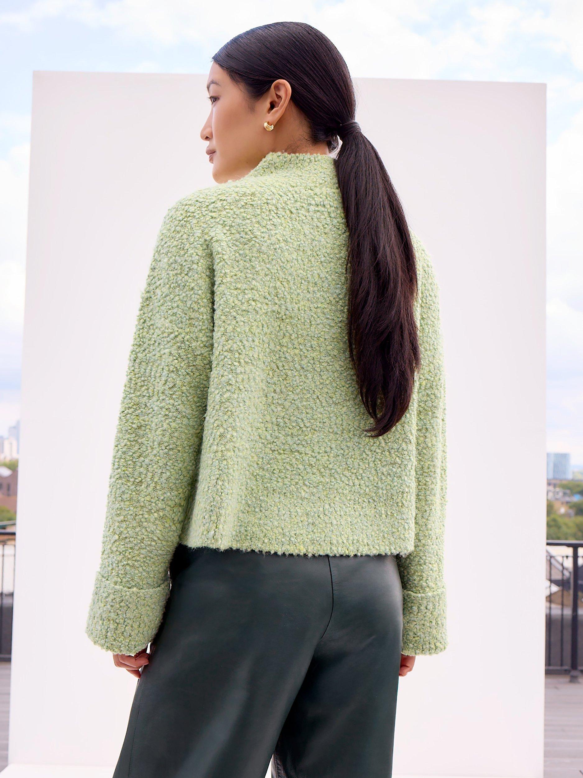 Product image 3 of 3, which shows Ro&Zo Boucle Deep Cuff Jumper, Green, S