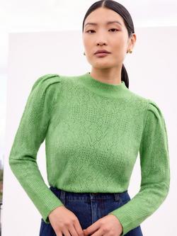 Ro&Zo High Neck Pointelle Knit Jumper, Green