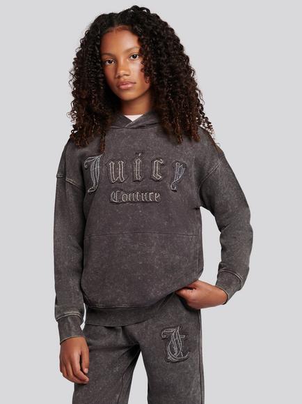 Juicy Couture Kids' Diamante Logo Oversize Hoodie, Black Oyster - view 2, Black Oyster