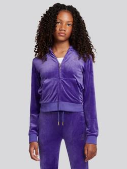 Juicy Couture Kids' Diamante Zip-Through Hoodie, Purple