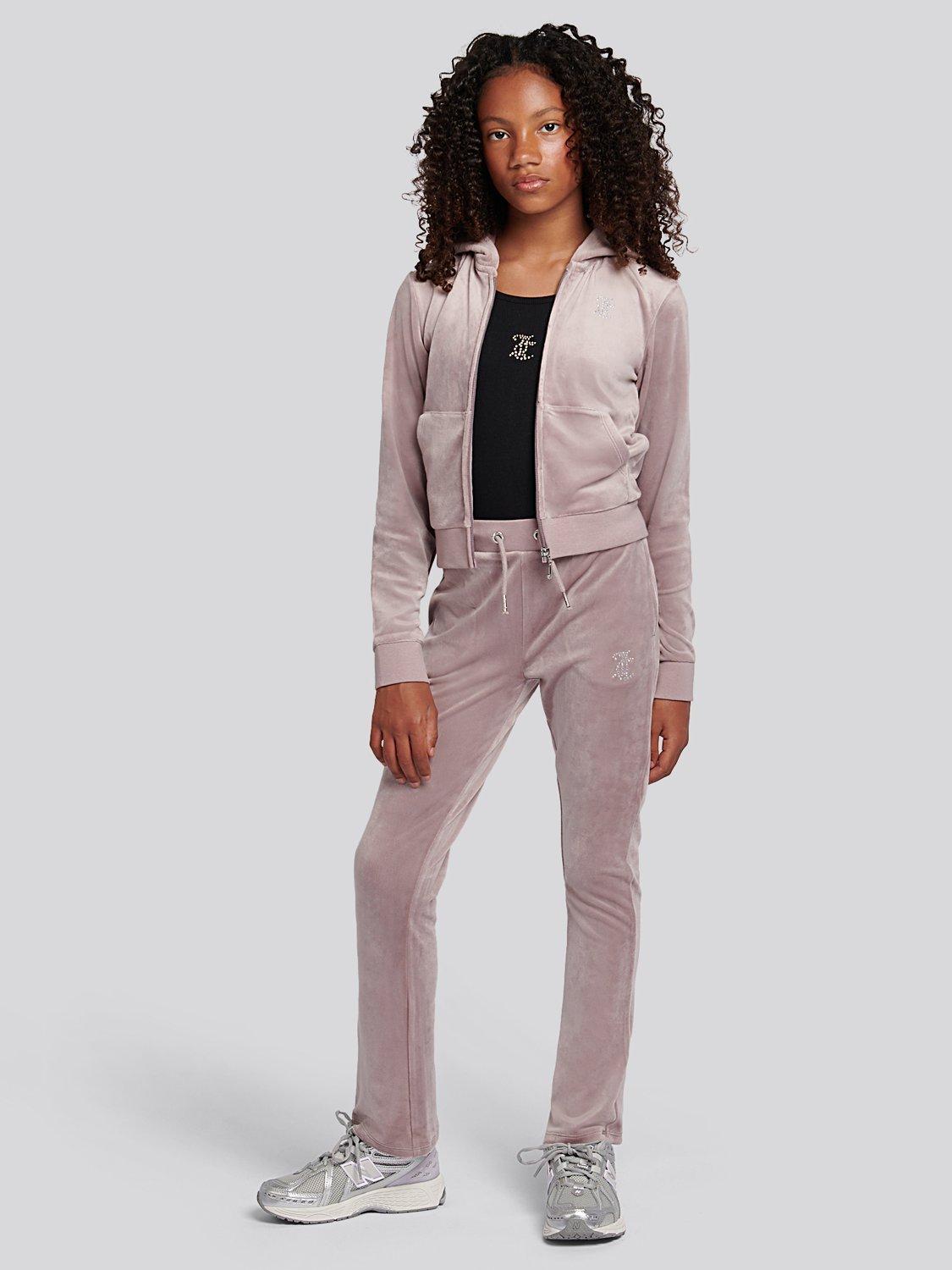 Product image 2 of 8, which shows Juicy Couture Kids' Diamante Zip-Through Hoodie, Purple Dove, 10-11 years