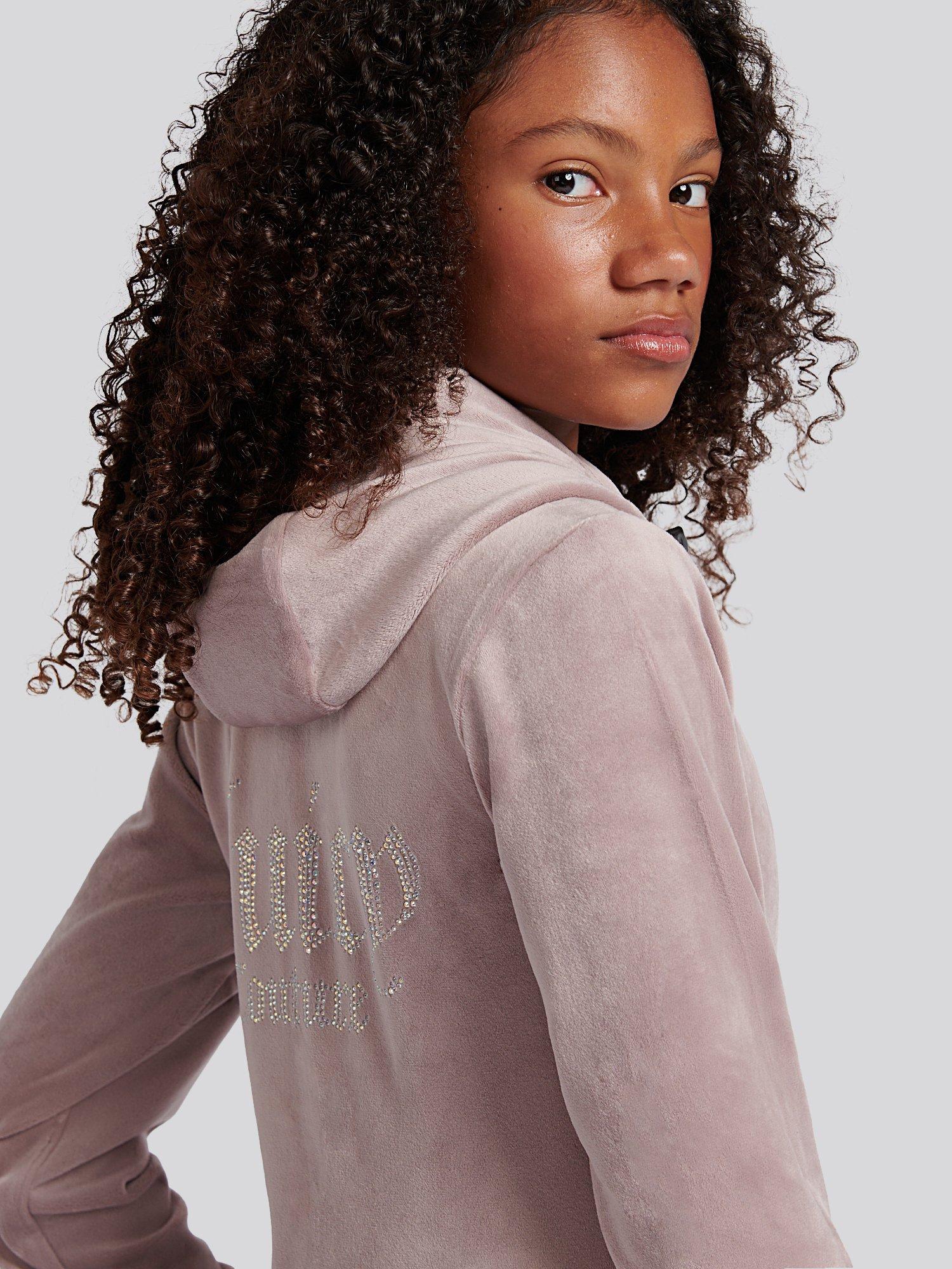 Product image 4 of 8, which shows Juicy Couture Kids' Diamante Zip-Through Hoodie, Purple Dove, 10-11 years