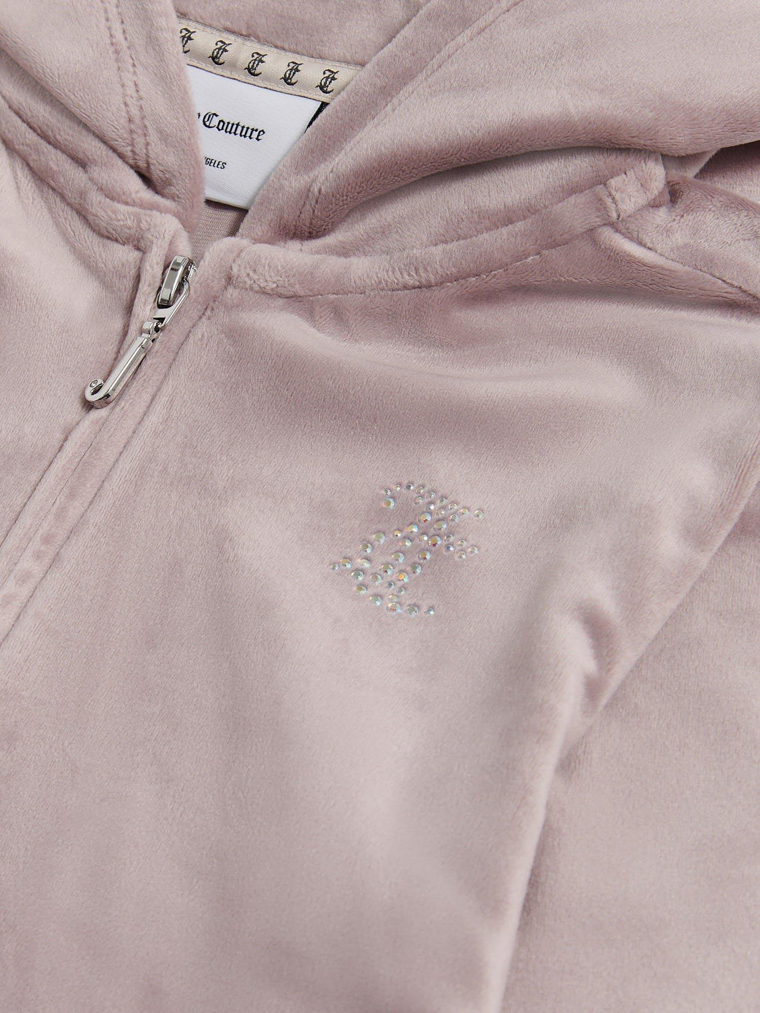 Product image 8 of 8, which shows Juicy Couture Kids' Diamante Zip-Through Hoodie, Purple Dove, 10-11 years