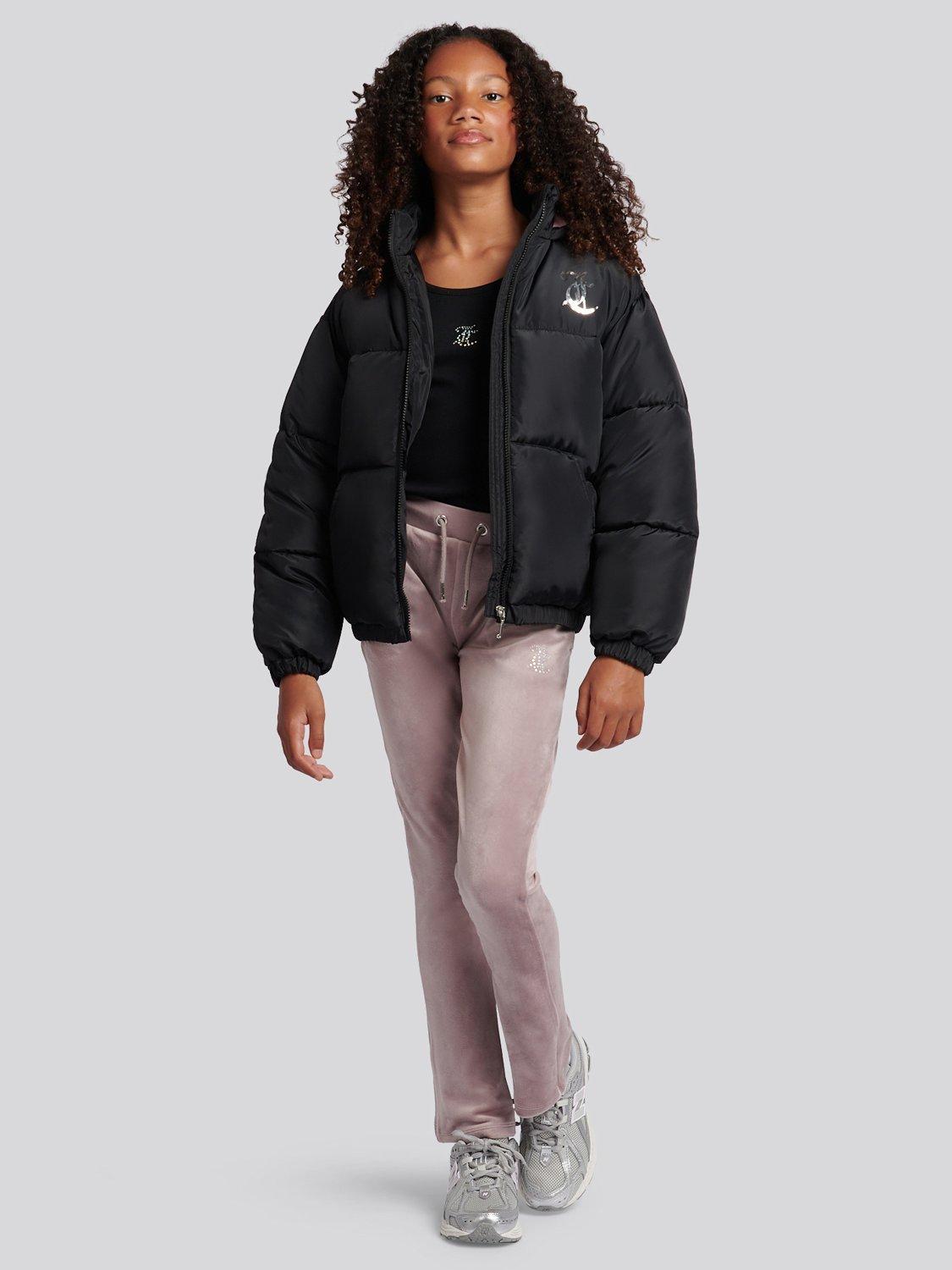 Product image 2 of 10, which shows Juicy Couture Kids' Short Puffer Coat, Black, 7-8 years