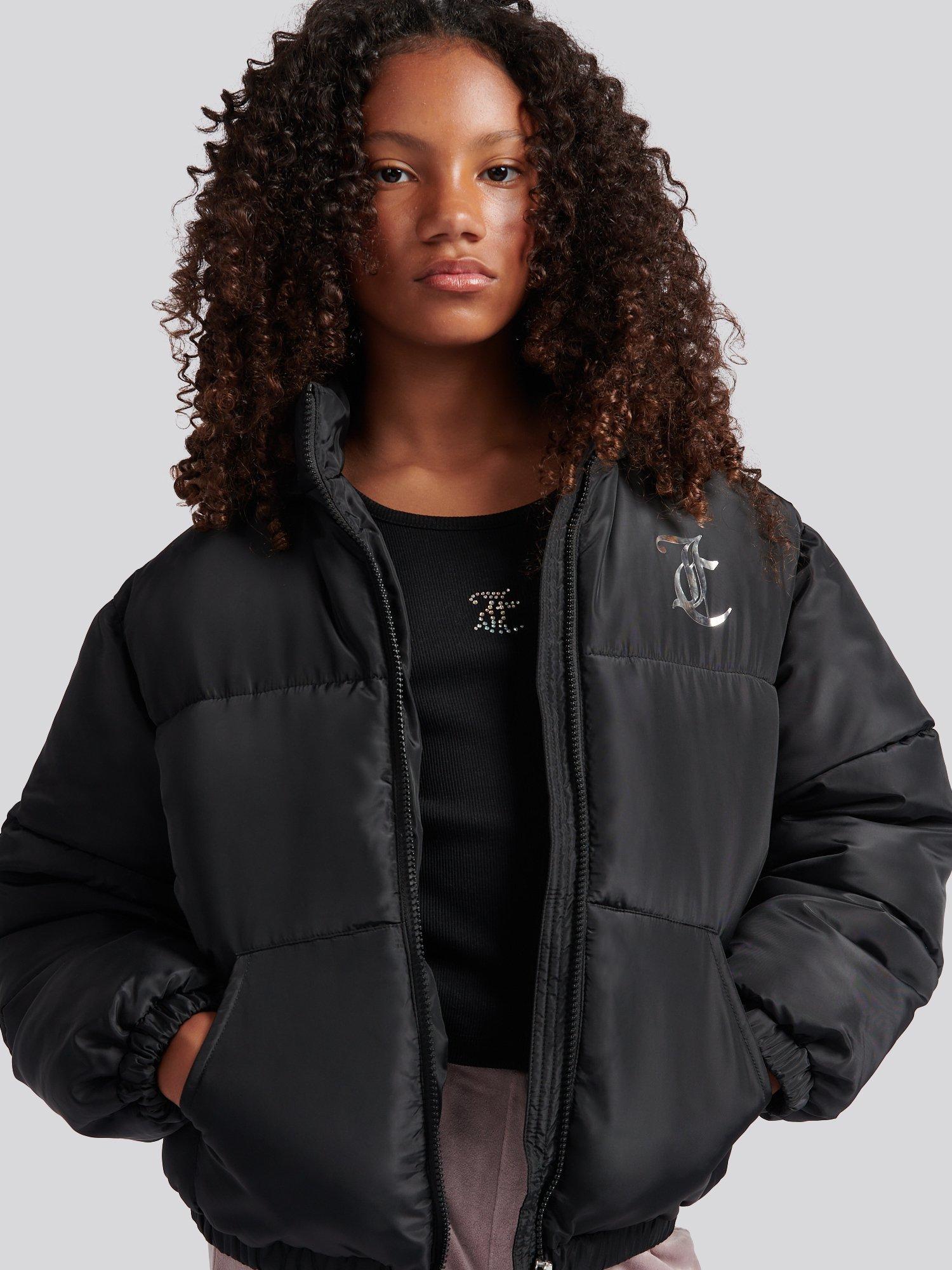 Product image 4 of 10, which shows Juicy Couture Kids' Short Puffer Coat, Black, 7-8 years