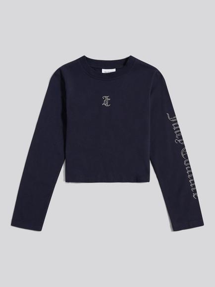Juicy Couture Kids' Cotton Long Sleeved Diamante T-Shirt, Night Sky
