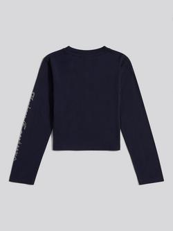 Juicy Couture Kids' Cotton Long Sleeved Diamante T-Shirt - view 2, Night Sky