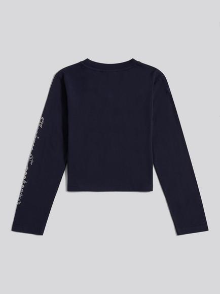 Juicy Couture Kids' Cotton Long Sleeved Diamante T-Shirt - view 2, Night Sky