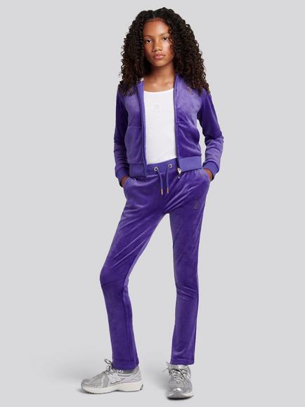 Juicy Couture Kids' Velour Diamante Bootcut Joggers, Deep Blue - view 2, Deep Blue