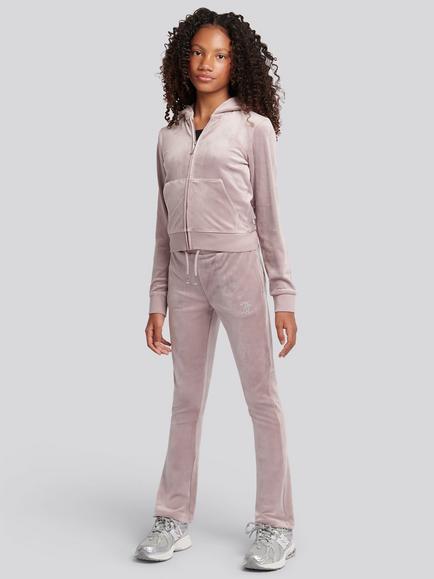Juicy Couture Kids' Velour Diamante Bootcut Joggers - view 2, Purple Dove