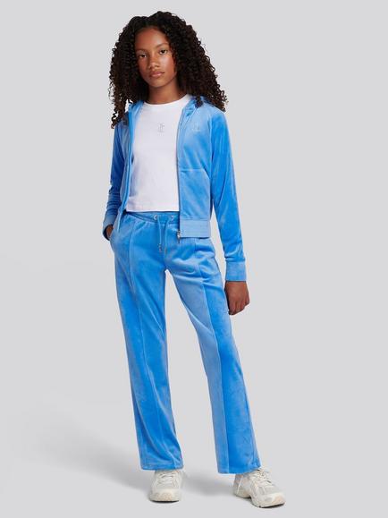 Juicy Couture Kids' Cord Panelled Wide Leg Joggers, Regatta Blue - view 2, Regatta Blue