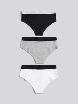 Juicy Couture Kids' Hipster Briefs, Pack of 3, Multi - view 2, Black/Grey/White