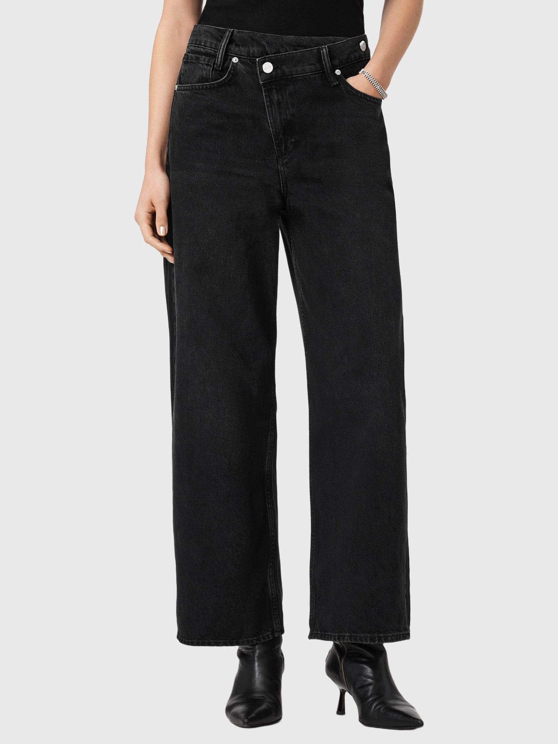 Product image 1 of 7, which shows AllSaints Aki Crossover Jeans, Washed Black, 24
