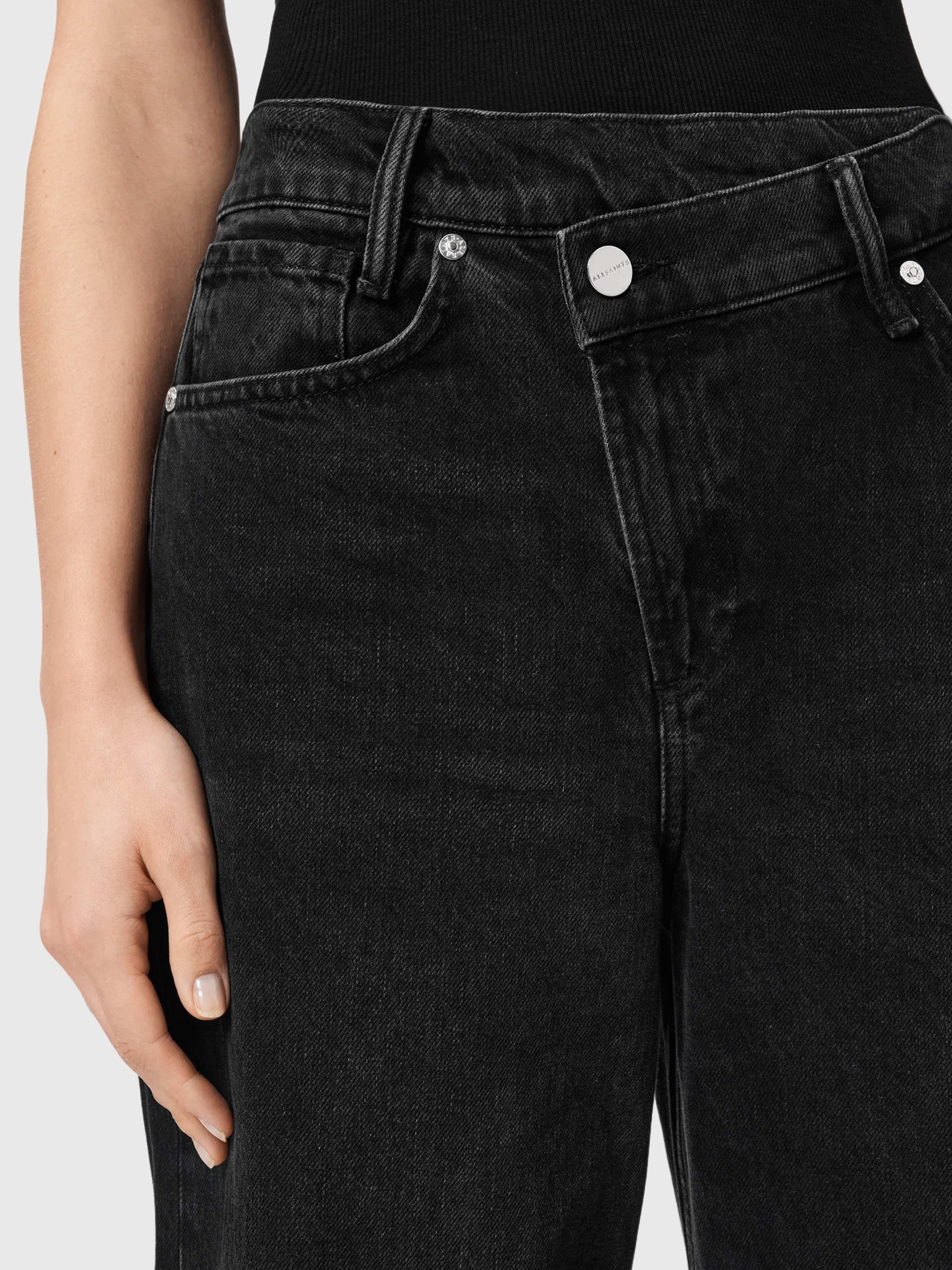 Product image 5 of 7, which shows AllSaints Aki Crossover Jeans, Washed Black, 24
