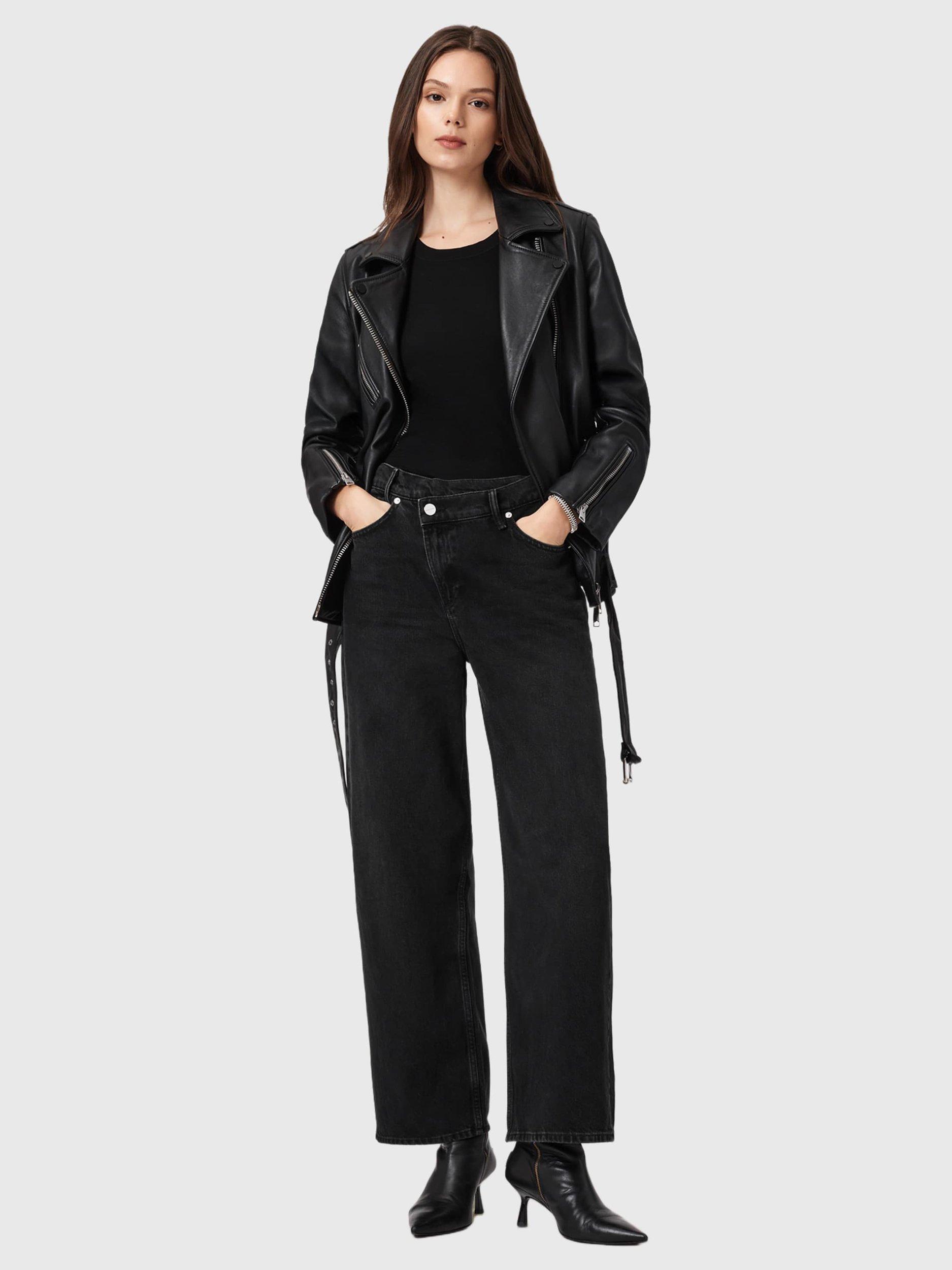 Product image 6 of 7, which shows AllSaints Aki Crossover Jeans, Washed Black, 24