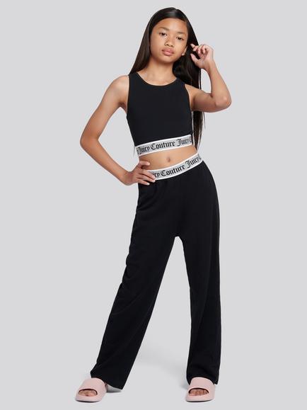 Juicy Couture Kids' Crop Vest Lounge Set, Black, Black