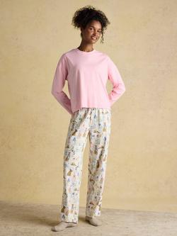 Joules Jersey Dog Bottoms Long Pyjama Set, Pink/Multi, Pink/Multi