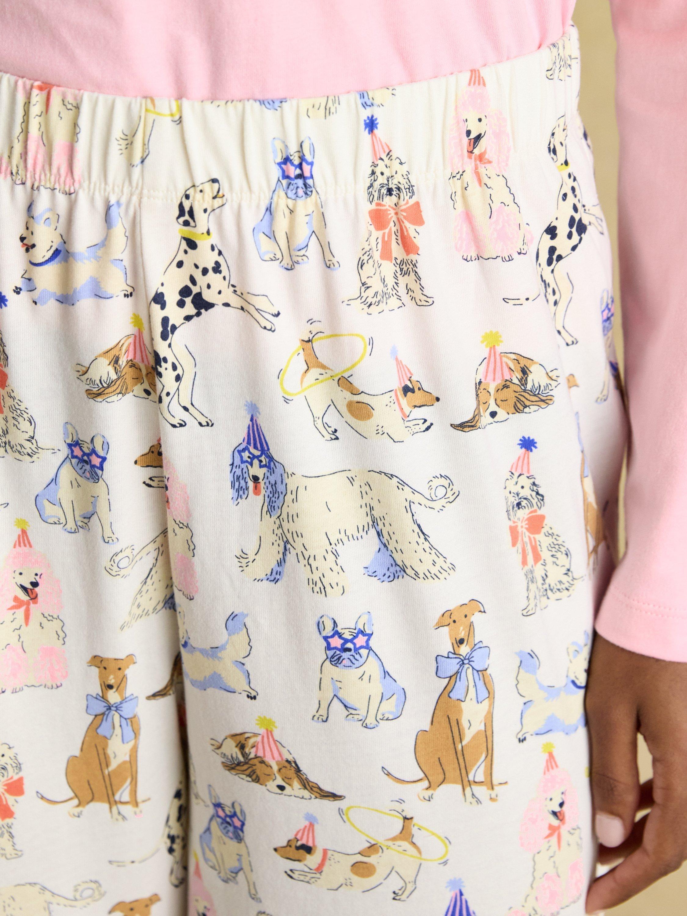 Product image 7 of 8, which shows Joules Jersey Dog Bottoms Long Pyjama Set, Pink/Multi, XS Reg