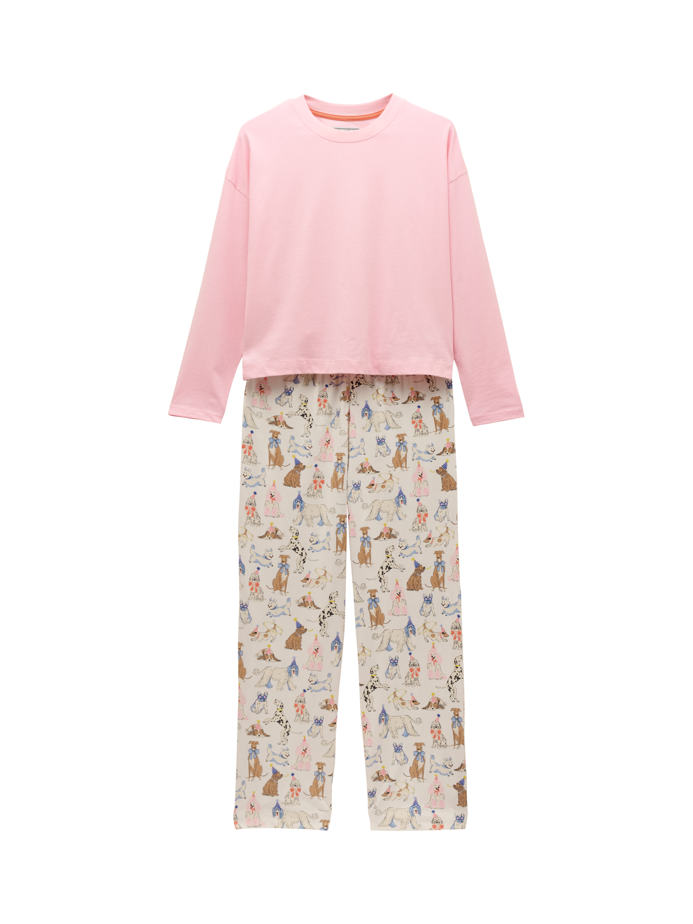Product image 8 of 8, which shows Joules Jersey Dog Bottoms Long Pyjama Set, Pink/Multi, XS Reg