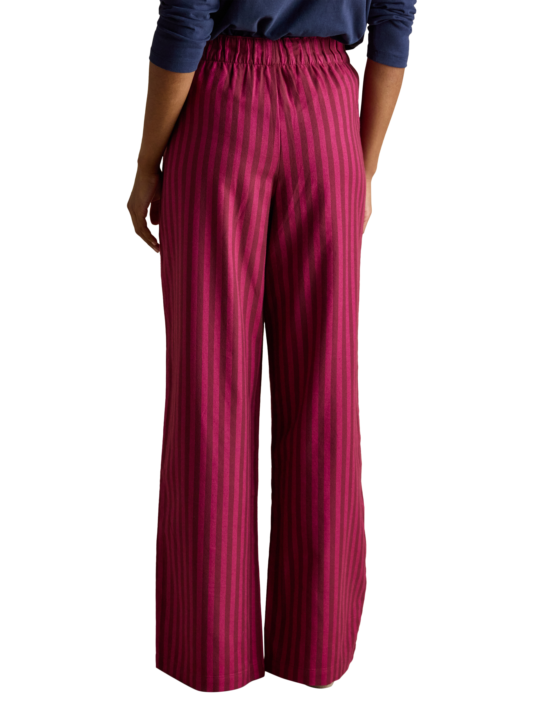 Product image 2 of 8, which shows Joules Stripe Brushed Cotton Pyjama Bottoms, Pink, XS Reg