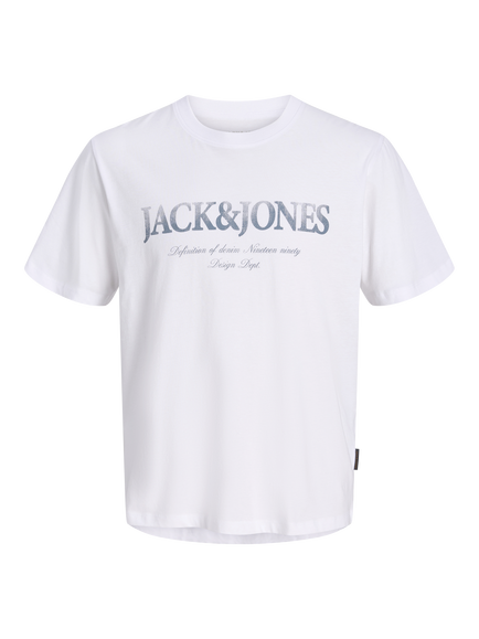 Jack & Jones Kids' Daytona Cotton Logo Print T-Shirt, Bright White, Bright White