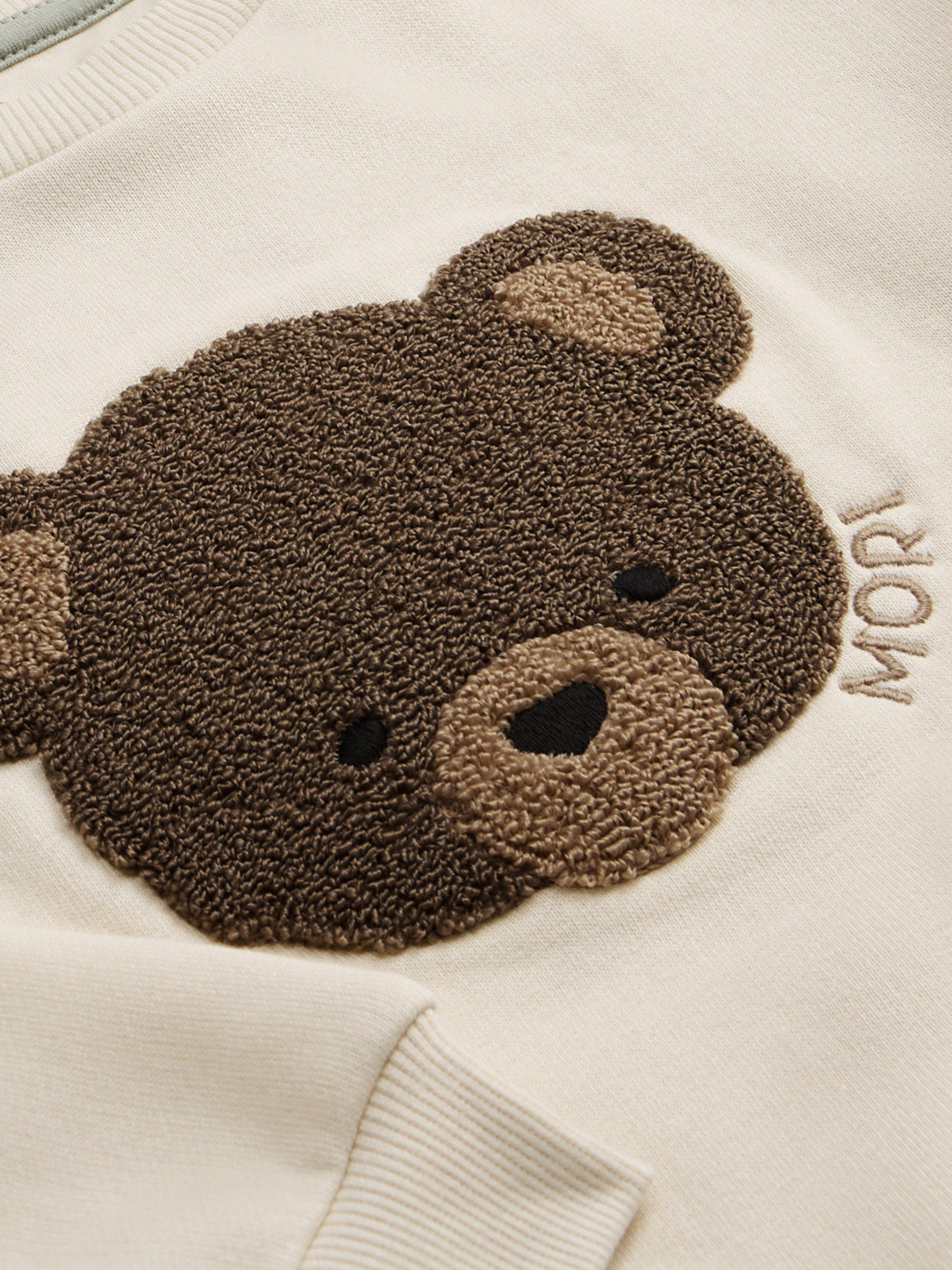 Product image 4 of 5, which shows MORI Kids' Cotton Blend Oversized Sweatshirt, Bear/Cream, 12-18 months