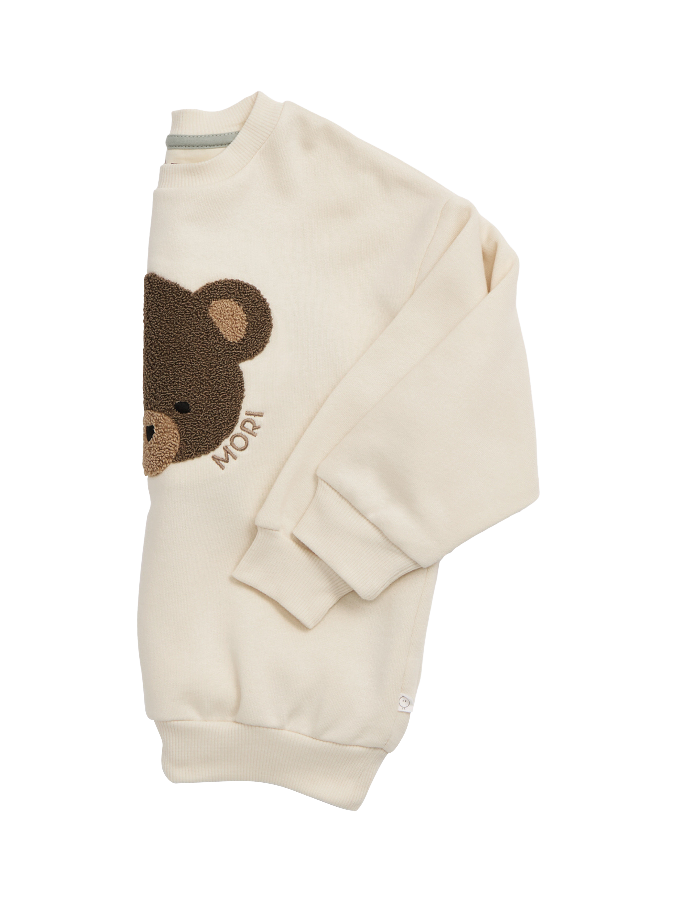 Product image 5 of 5, which shows MORI Kids' Cotton Blend Oversized Sweatshirt, Bear/Cream, 12-18 months