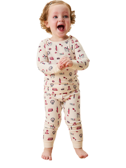 MORI Kids' Cotton Blend Long Sleeved Pyjamas, London - view 2, London