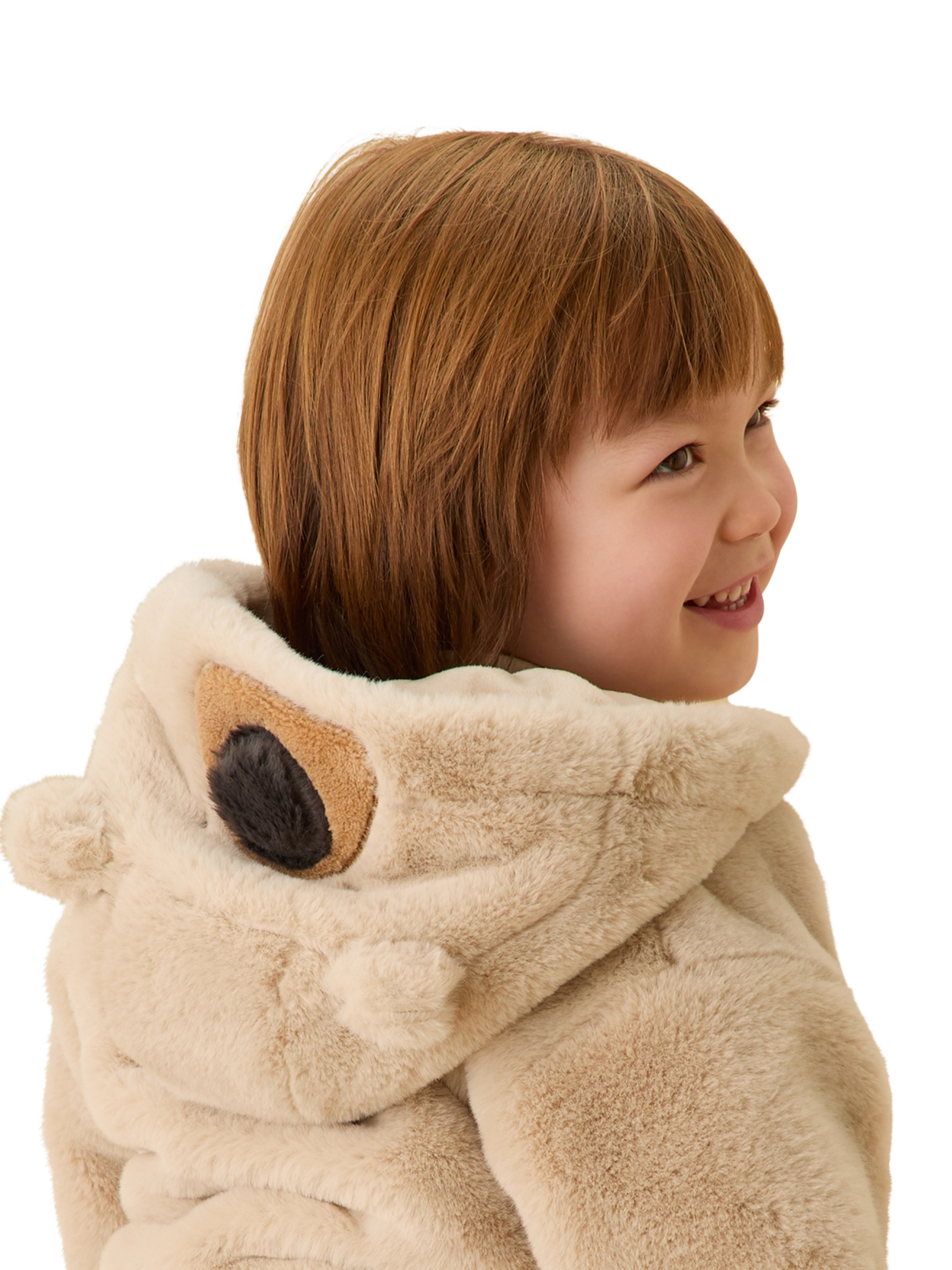 Product image 3 of 5, which shows MORI Baby Fleece Bear Jacket, Beige, 6-12 months