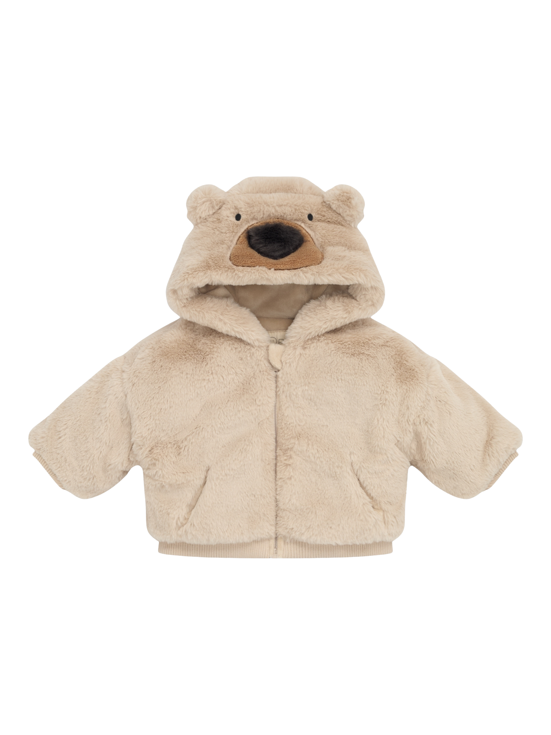 Product image 5 of 5, which shows MORI Baby Fleece Bear Jacket, Beige, 6-12 months
