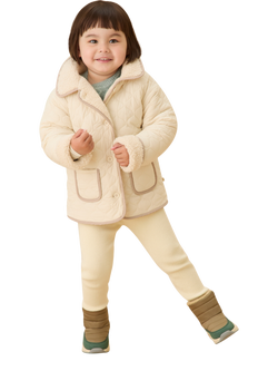 MORI Kids' Reversible Quilted Borg Jacket, Milk - view 2, Milk
