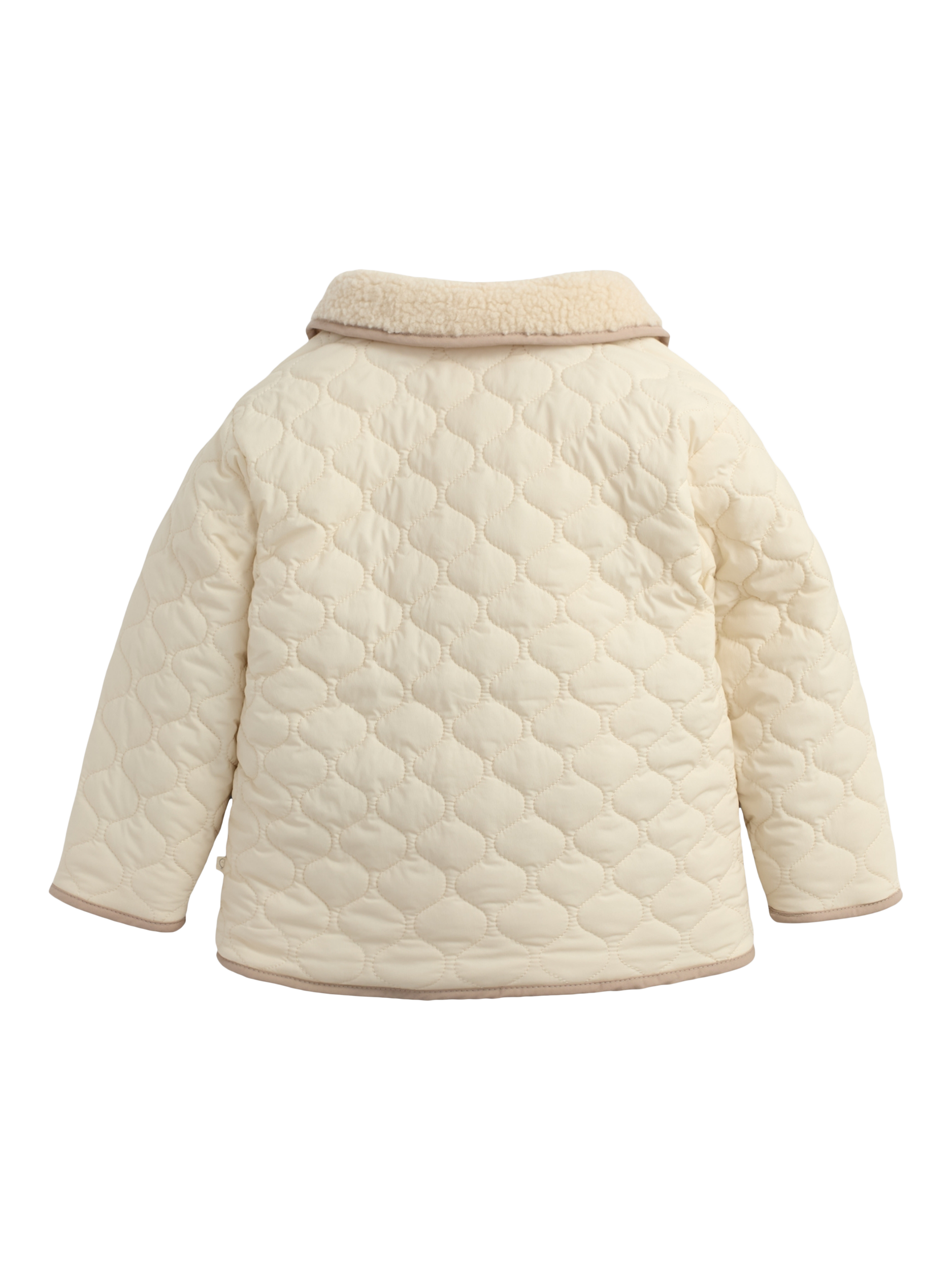 Product image 5 of 5, which shows MORI Kids' Reversible Quilted Borg Jacket, Milk, 18-24 months